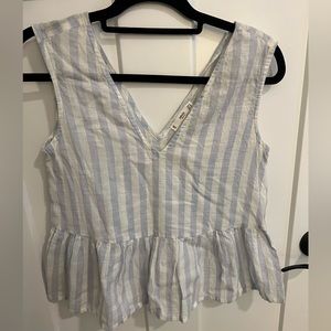 Mango Sleeveless Seersucker Ruffle Top